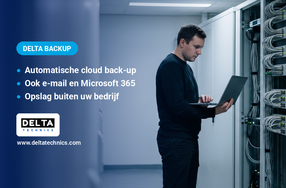 Cloud back-up voor een KMO in Limburg: technicus controleert de servers