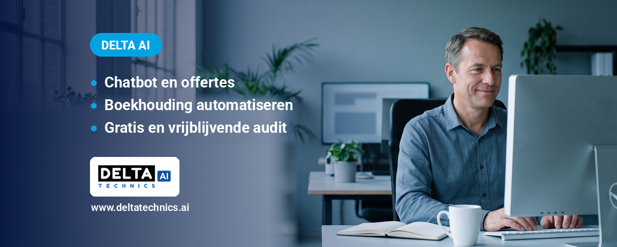 AI voor een KMO in Limburg: zaakvoerder bekijkt geautomatiseerde offertes op zijn scherm
