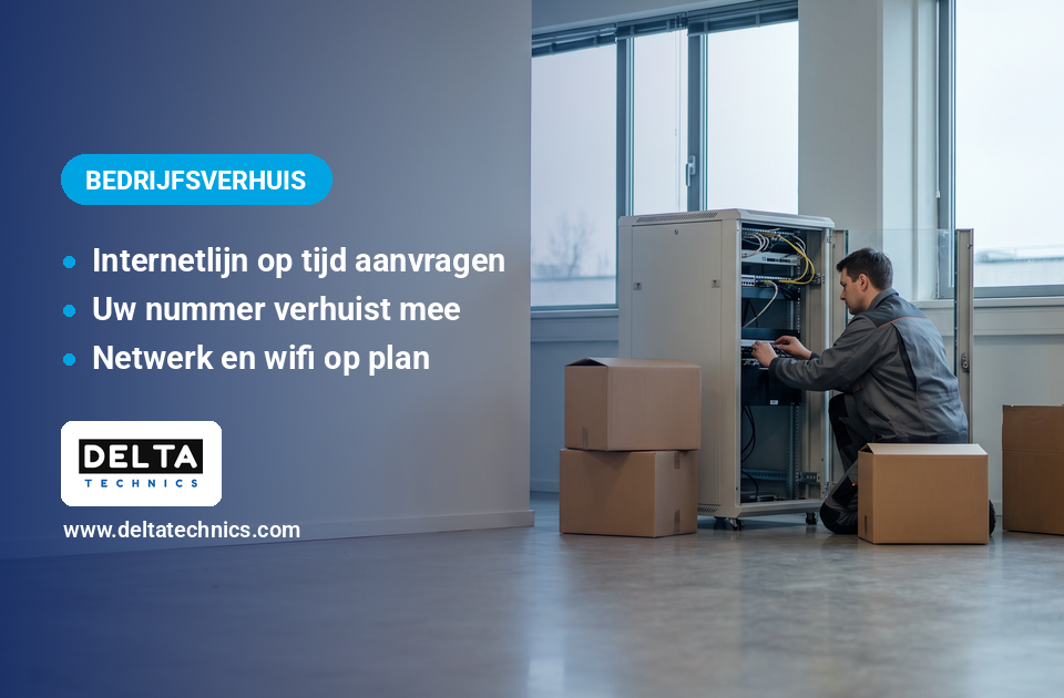 IT bij een bedrijfsverhuis: technicus richt het netwerk in in een leeg kantoorpand