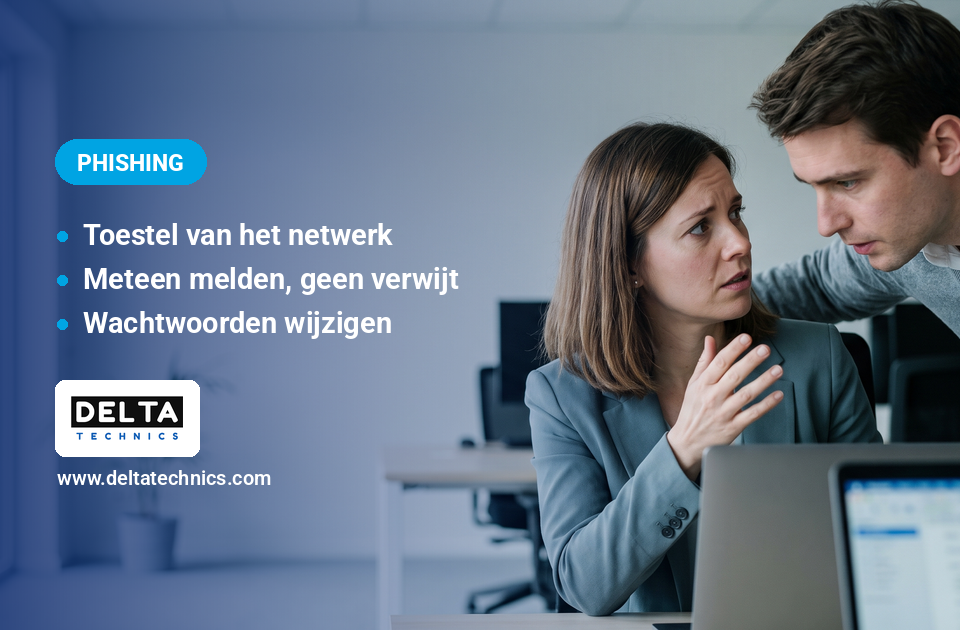 Wat te doen na een phishingmail: medewerker meldt een verdachte e-mail aan een collega